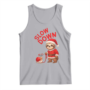 Funny Sloth Snail Christmas Tank Top Slow Down Xmas TS14 Athletic Heather Print Your Wear