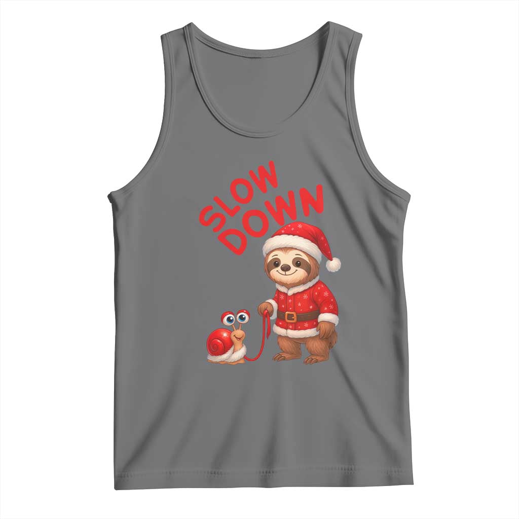 Funny Sloth Snail Christmas Tank Top Slow Down Xmas TS14 Black Heather Print Your Wear