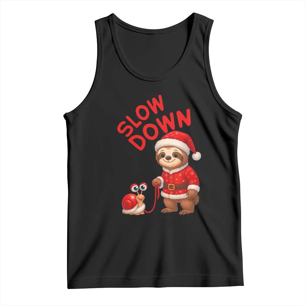 Funny Sloth Snail Christmas Tank Top Slow Down Xmas TS14 Black Print Your Wear