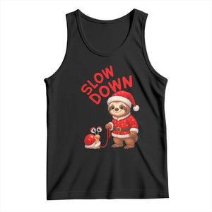 Funny Sloth Snail Christmas Tank Top Slow Down Xmas TS14 Black Print Your Wear