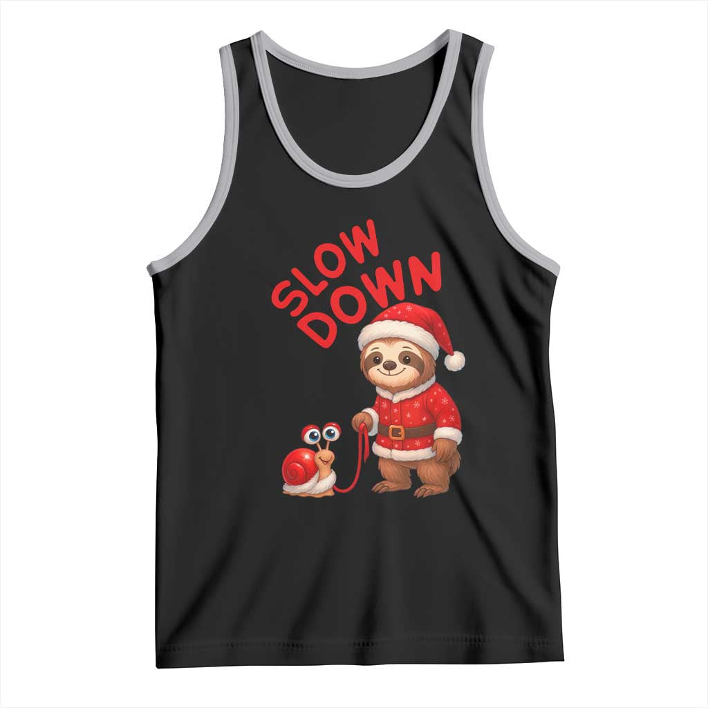 Funny Sloth Snail Christmas Tank Top Slow Down Xmas TS14 Black Athletic Heather Print Your Wear