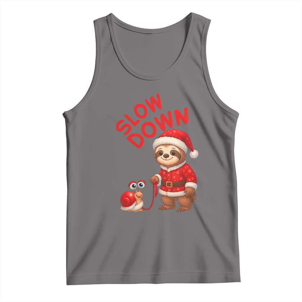 Funny Sloth Snail Christmas Tank Top Slow Down Xmas TS14 Deep Heather Print Your Wear