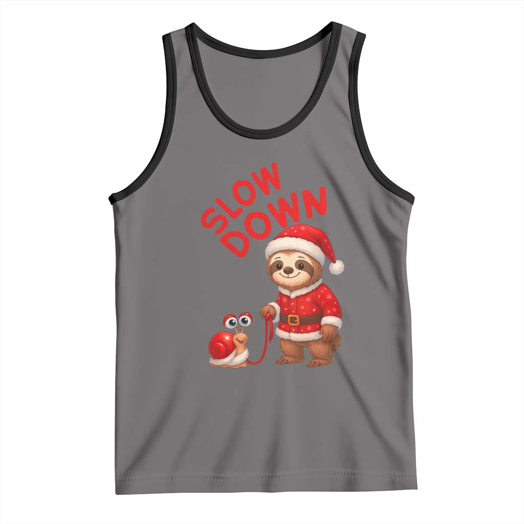 Funny Sloth Snail Christmas Tank Top Slow Down Xmas TS14 Deep Heather Black Print Your Wear