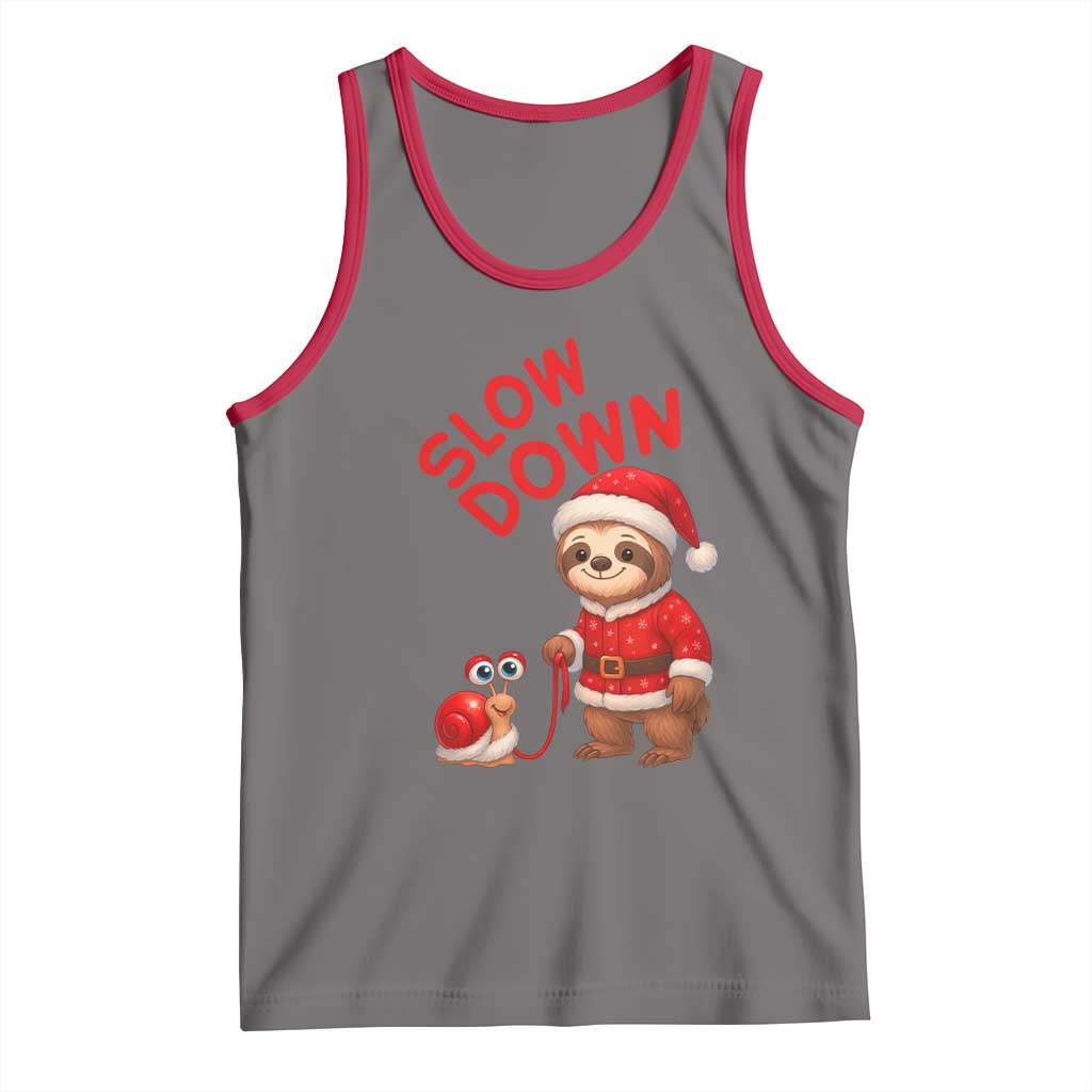 Funny Sloth Snail Christmas Tank Top Slow Down Xmas TS14 Deep Heather Red Print Your Wear