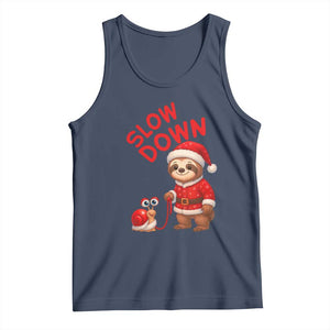 Funny Sloth Snail Christmas Tank Top Slow Down Xmas TS14 Navy Print Your Wear