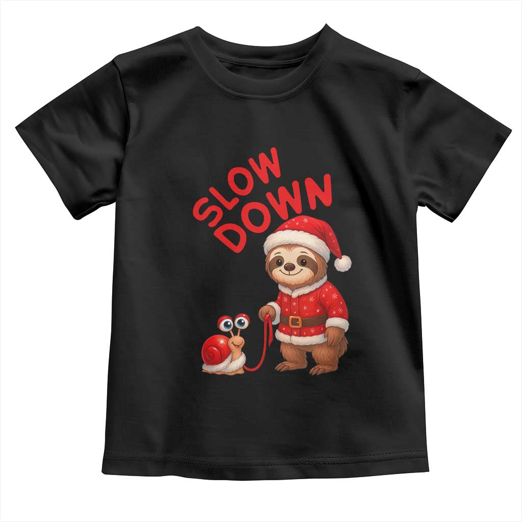 Funny Sloth Snail Christmas Toddler T Shirt Slow Down Xmas TS14 Black Print Your Wear