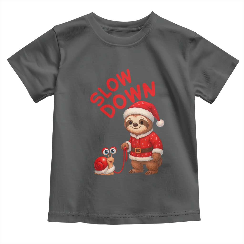Funny Sloth Snail Christmas Toddler T Shirt Slow Down Xmas TS14 Dark Heather Print Your Wear
