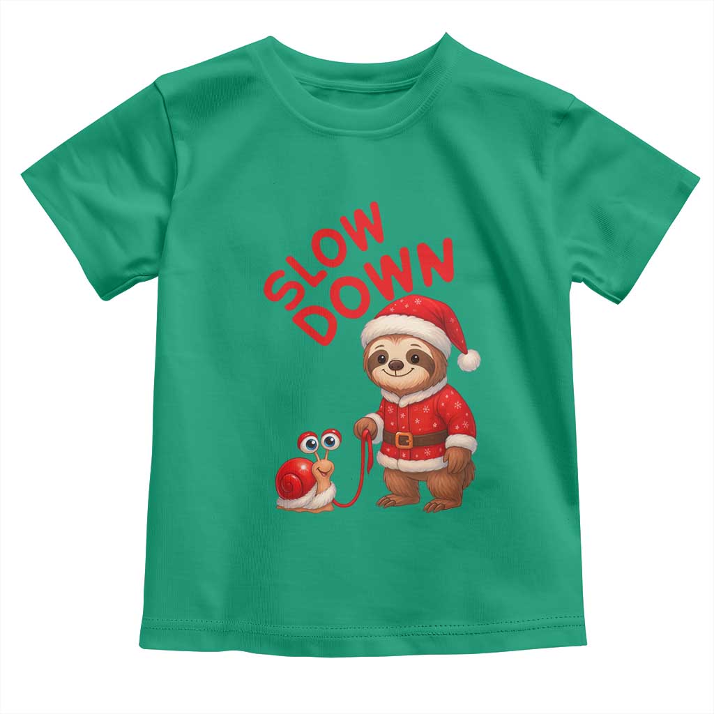 Funny Sloth Snail Christmas Toddler T Shirt Slow Down Xmas TS14 Irish Green Print Your Wear