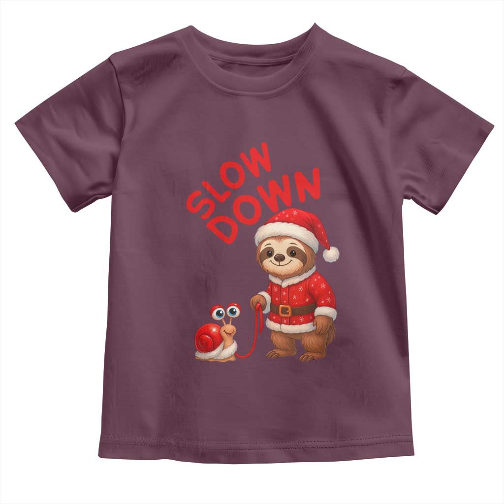 Funny Sloth Snail Christmas Toddler T Shirt Slow Down Xmas TS14 Maroon Print Your Wear