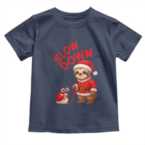 Funny Sloth Snail Christmas Toddler T Shirt Slow Down Xmas TS14 Navy Print Your Wear