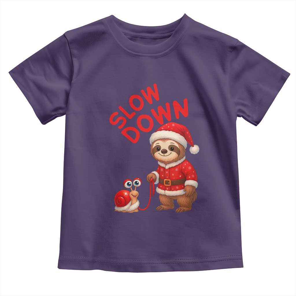 Funny Sloth Snail Christmas Toddler T Shirt Slow Down Xmas TS14 Purple Print Your Wear