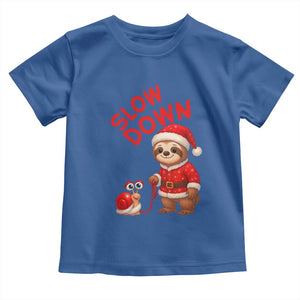 Funny Sloth Snail Christmas Toddler T Shirt Slow Down Xmas TS14 Royal Blue Print Your Wear