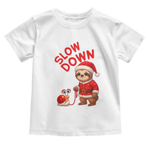 Funny Sloth Snail Christmas Toddler T Shirt Slow Down Xmas TS14 White Print Your Wear