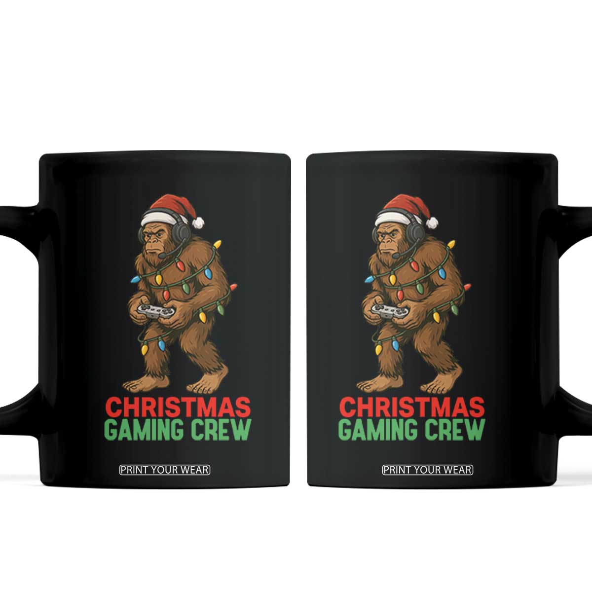 Funny Bigfoot Gamer Christmas Coffee Mug TS14 Black Print Your Wear