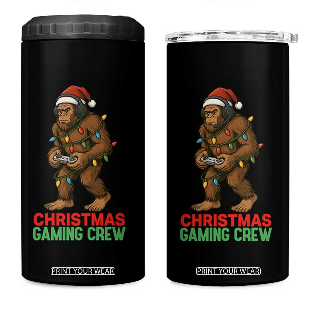 Funny Bigfoot Gamer Christmas 4 in 1 Can Cooler Tumbler TS14 One Size: 16 oz Black Print Your Wear