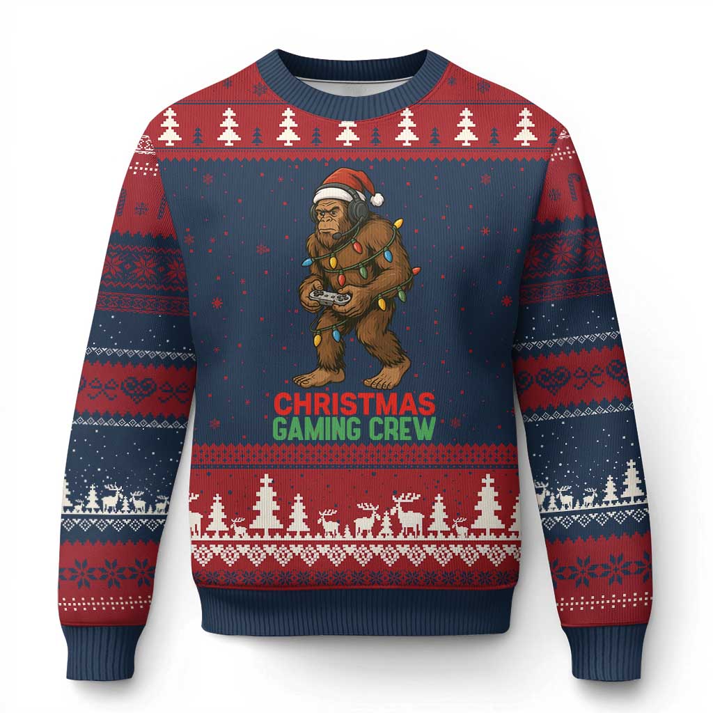 Funny Bigfoot Gamer Xmas Ugly Christmas Sweater TS14 Navy Red Print Your Wear