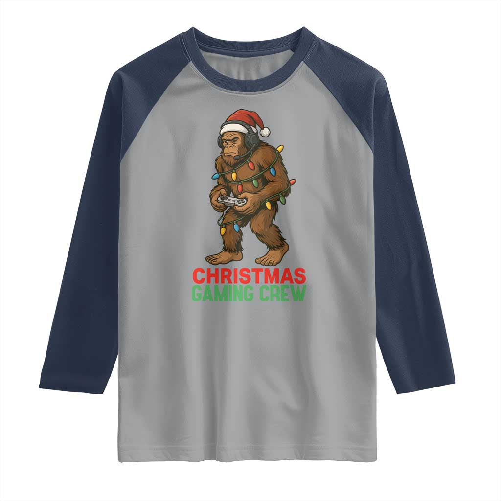 Funny Bigfoot Gamer Christmas Raglan Shirt TS14 Sport Gray Navy Print Your Wear