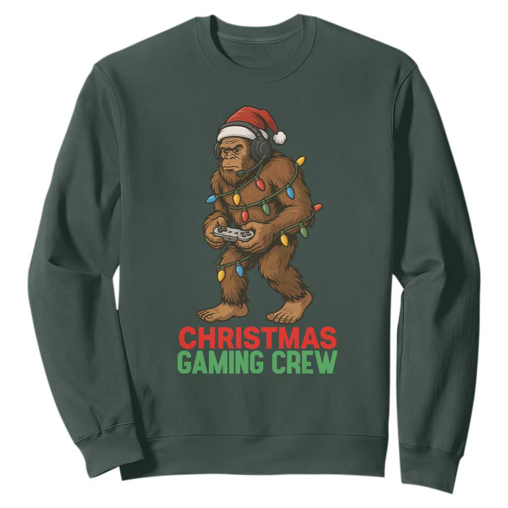 Funny Bigfoot Gamer Christmas Sweatshirt TS14 Dark Forest Green Print Your Wear