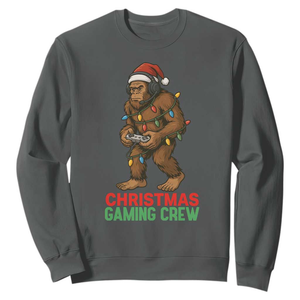 Funny Bigfoot Gamer Christmas Sweatshirt TS14 Dark Heather Print Your Wear