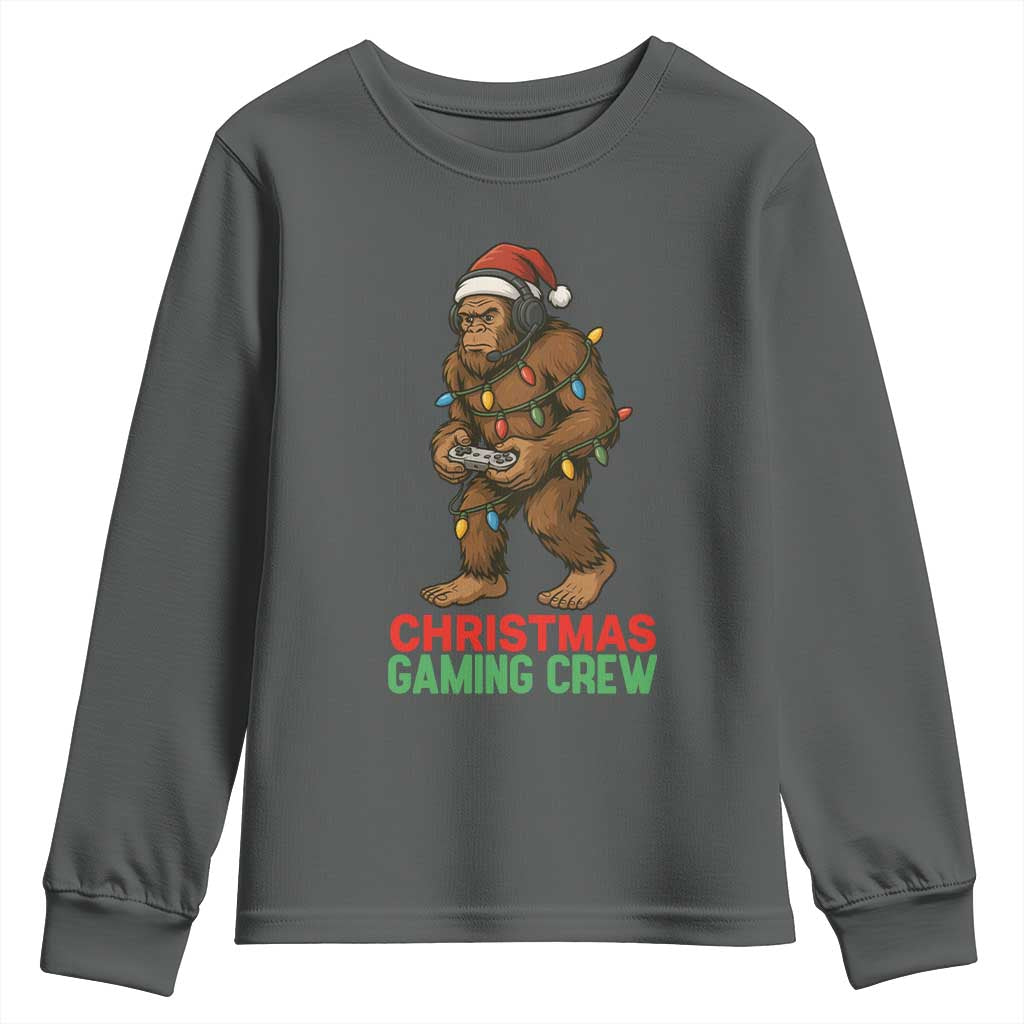 Funny Bigfoot Gamer Christmas Youth Sweatshirt TS14 Dark Heather Print Your Wear