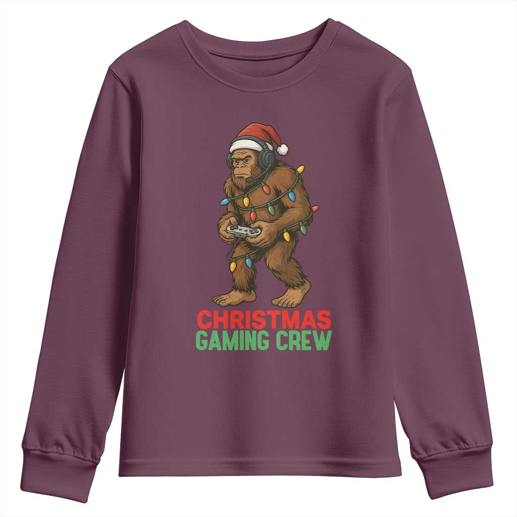 Funny Bigfoot Gamer Christmas Youth Sweatshirt TS14 Maroon Print Your Wear