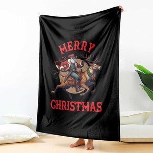 Black Santa Claus Throw Blanket African American Cowboy Christmas - Print Your Wear