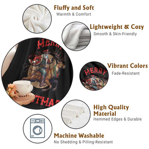 Black Santa Claus Throw Blanket African American Cowboy Christmas - Print Your Wear