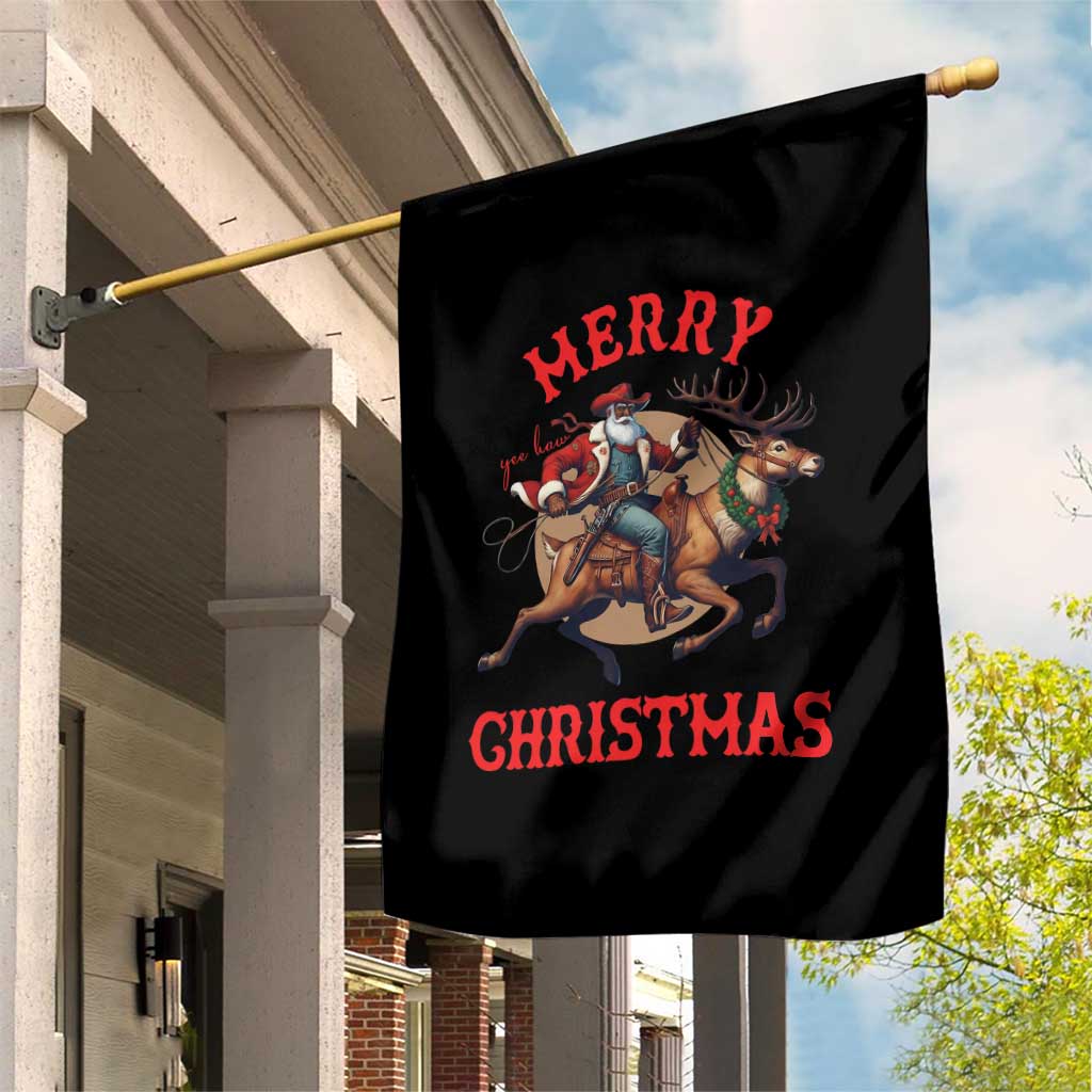Black Santa Claus Garden Flag African American Cowboy Christmas - Print Your Wear