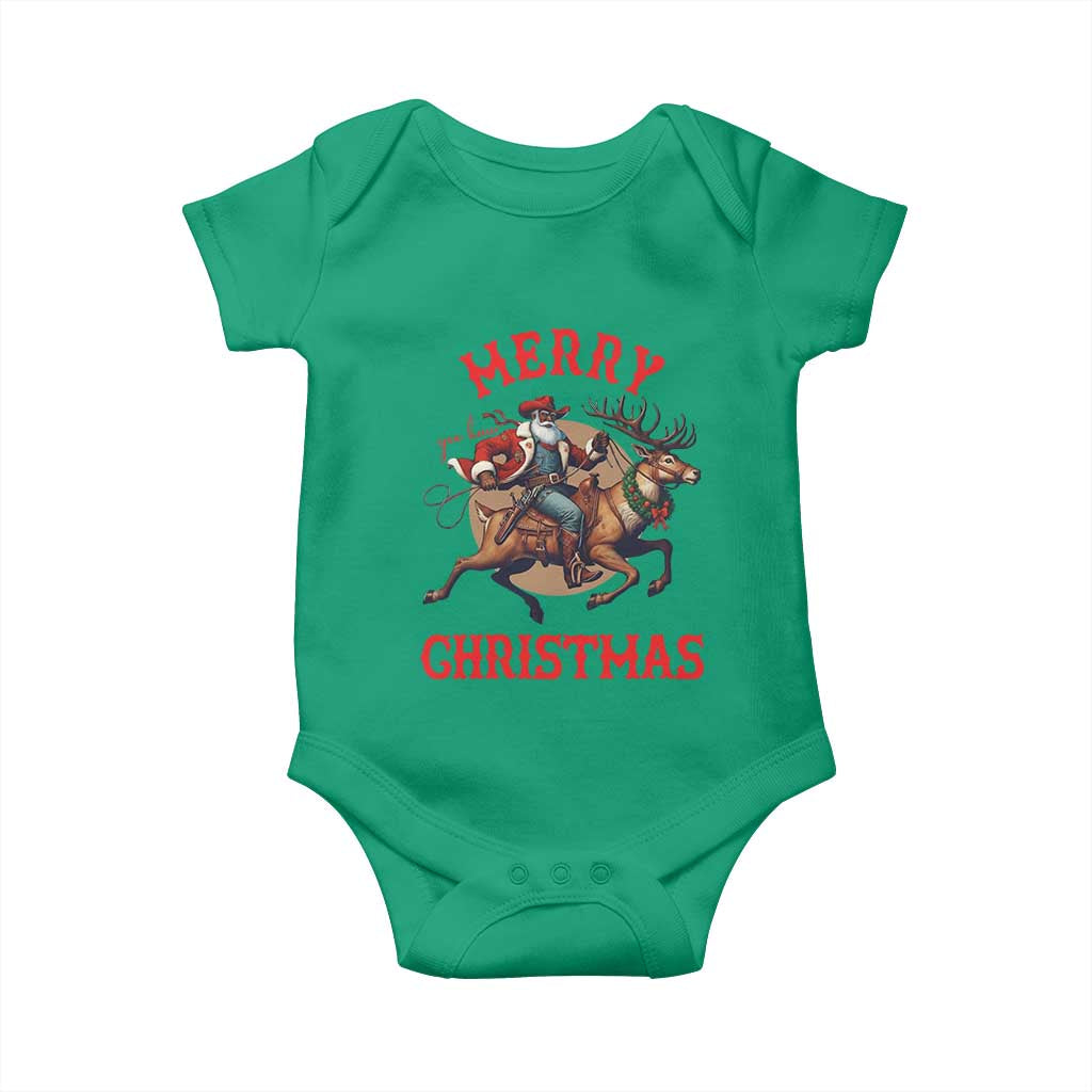 Black Santa Claus Baby Onesie African American Cowboy Christmas - Print Your Wear