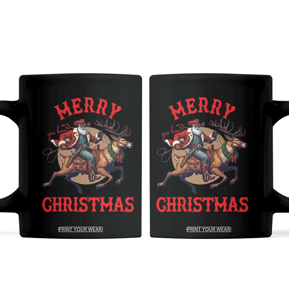 Black Santa Claus Coffee Mug African American Cowboy Christmas - Print Your Wear