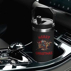 Black Santa Claus Flip Straw Tumbler African American Cowboy Christmas - Print Your Wear