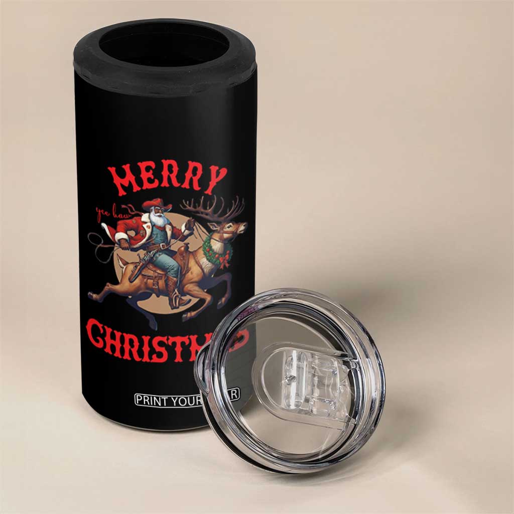 Black Santa Claus 4 in 1 Can Cooler Tumbler African American Cowboy Christmas TS14 Print Your Wear