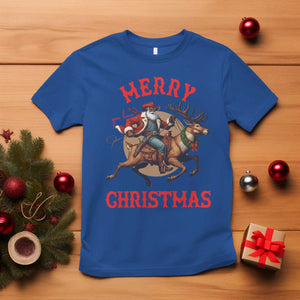 Black Santa Claus T Shirt African American Cowboy Christmas TS14 Royal Blue Print Your Wear