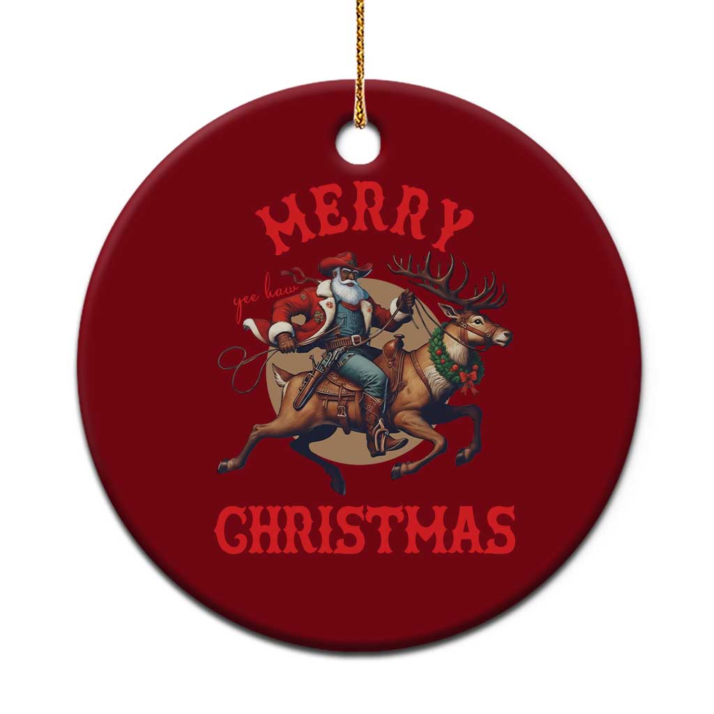 Black Santa Claus Ceramic Ornament African American Cowboy Christmas TS14 1pc Red Print Your Wear