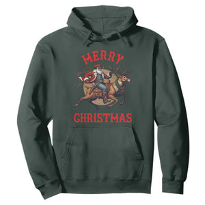 Black Santa Claus Hoodie African American Cowboy Christmas TS14 Dark Forest Green Print Your Wear