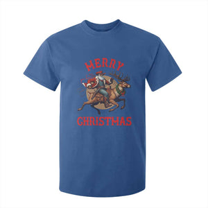 Black Santa Claus T Shirt For Kid African American Cowboy Christmas - Print Your Wear