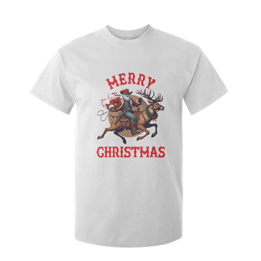 Black Santa Claus T Shirt For Kid African American Cowboy Christmas - Print Your Wear