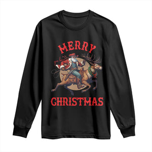 Black Santa Claus Long Sleeve Shirt African American Cowboy Christmas - Print Your Wear