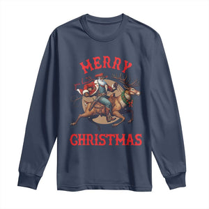 Black Santa Claus Long Sleeve Shirt African American Cowboy Christmas TS14 Navy Print Your Wear