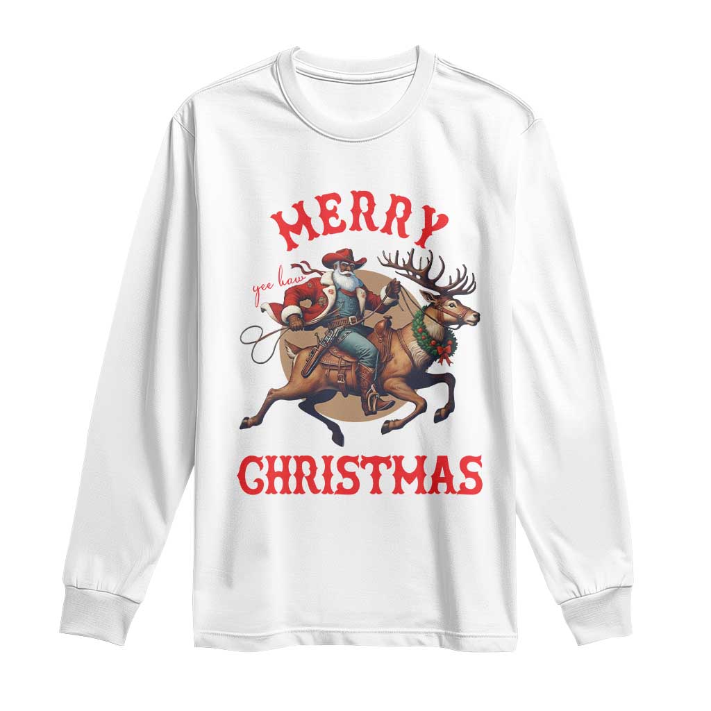 Black Santa Claus Long Sleeve Shirt African American Cowboy Christmas - Print Your Wear