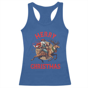 Black Santa Claus Racerback Tank Top African American Cowboy Christmas - Print Your Wear