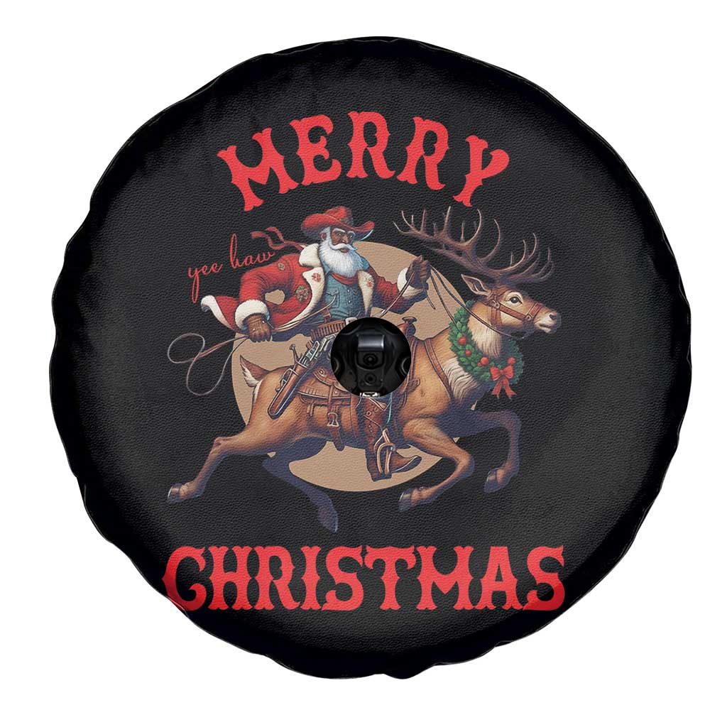 Black Santa Claus Spare Tire Cover African American Cowboy Christmas - Print Your Wear