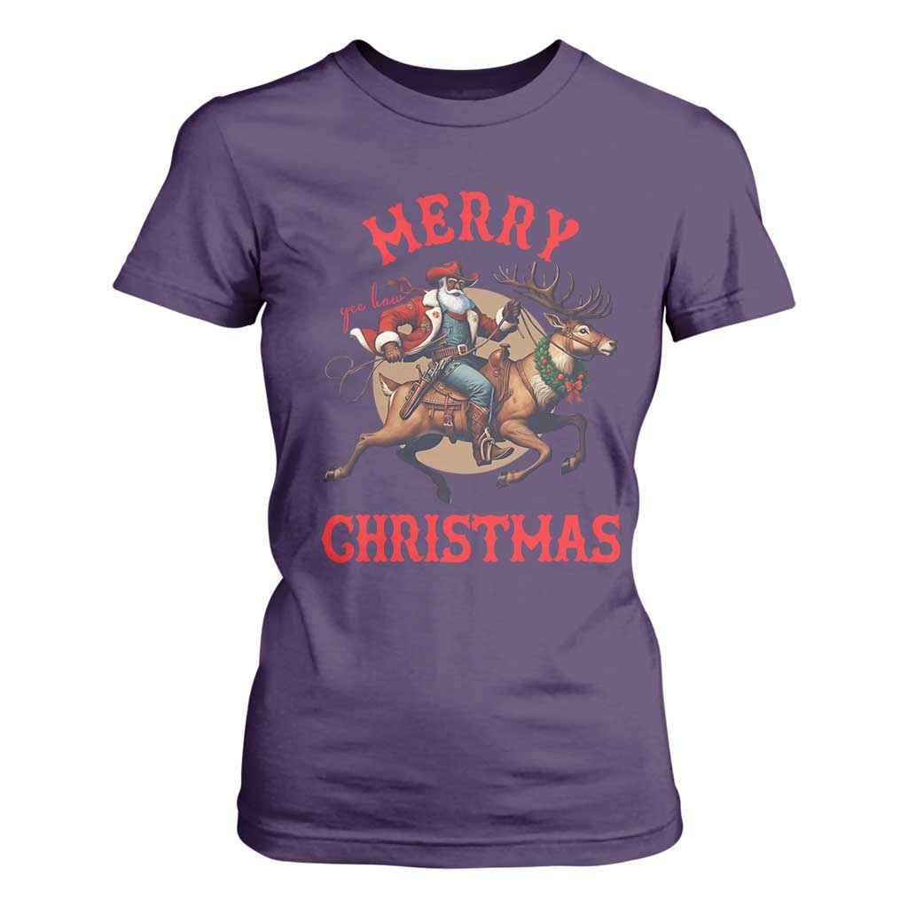 Black Santa Claus T Shirt For Women African American Cowboy Christmas TS14 Purple Print Your Wear