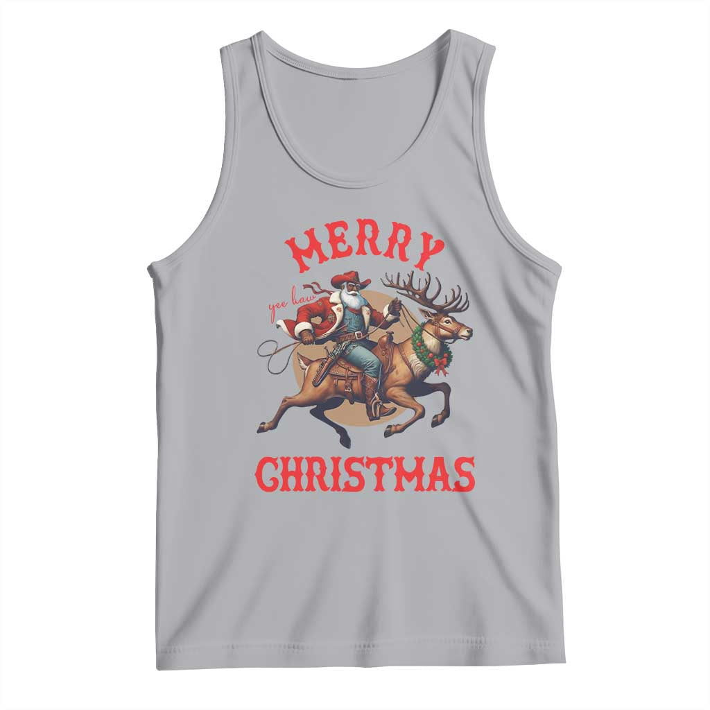 Black Santa Claus Tank Top African American Cowboy Christmas TS14 Athletic Heather Print Your Wear