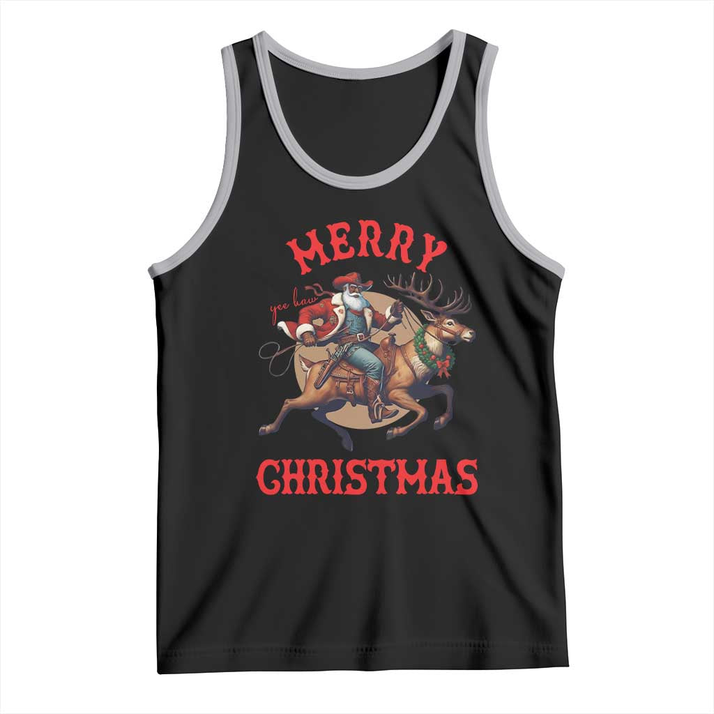 Black Santa Claus Tank Top African American Cowboy Christmas TS14 Black Athletic Heather Print Your Wear