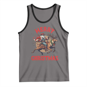 Black Santa Claus Tank Top African American Cowboy Christmas TS14 Deep Heather Black Print Your Wear