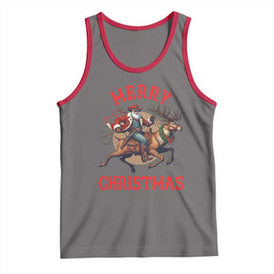Black Santa Claus Tank Top African American Cowboy Christmas TS14 Deep Heather Red Print Your Wear