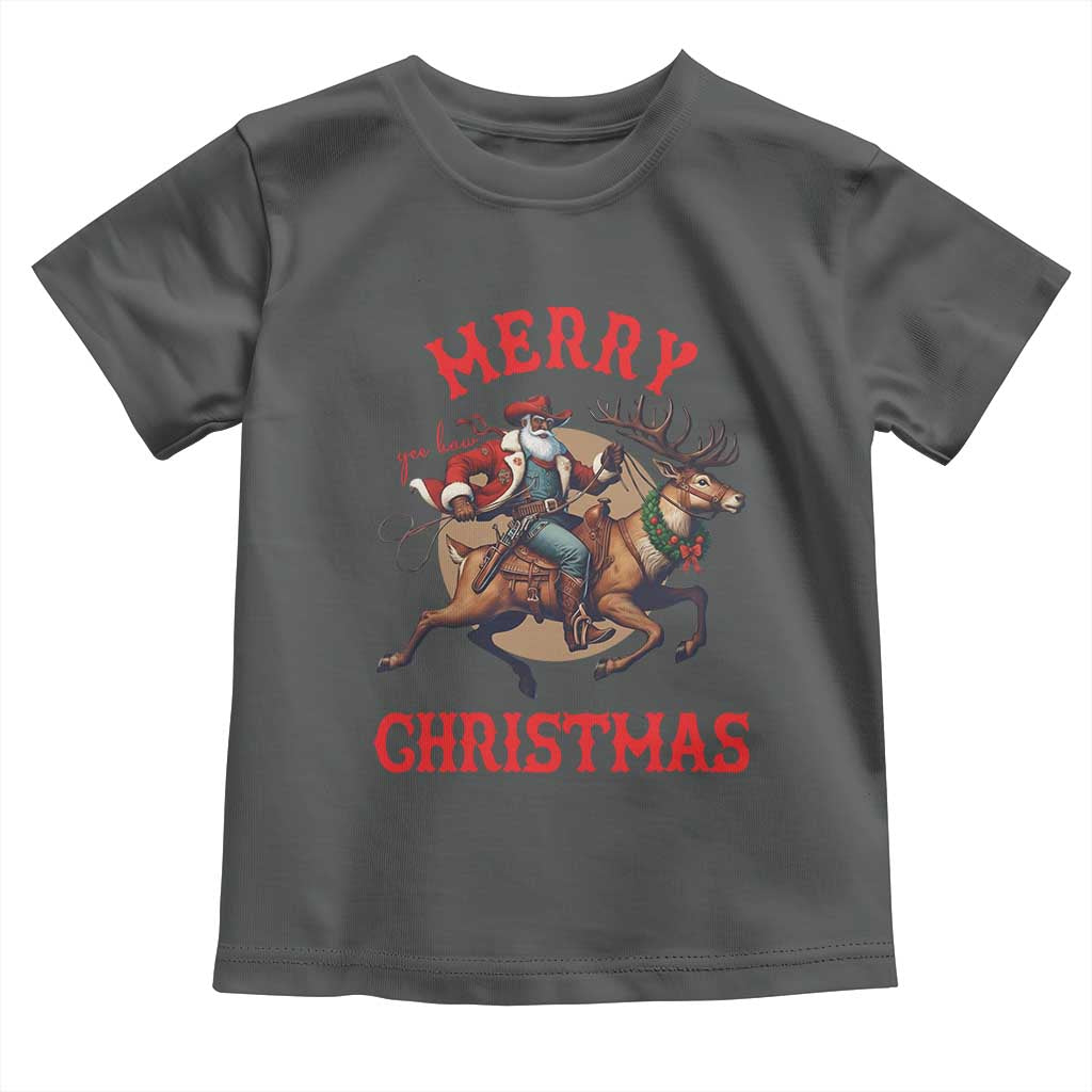 Black Santa Claus Toddler T Shirt African American Cowboy Christmas TS14 Dark Heather Print Your Wear