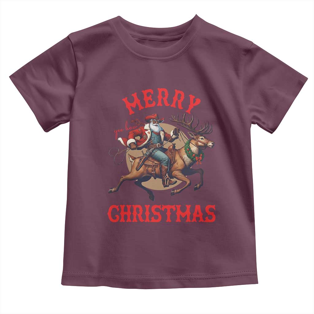 Black Santa Claus Toddler T Shirt African American Cowboy Christmas - Print Your Wear