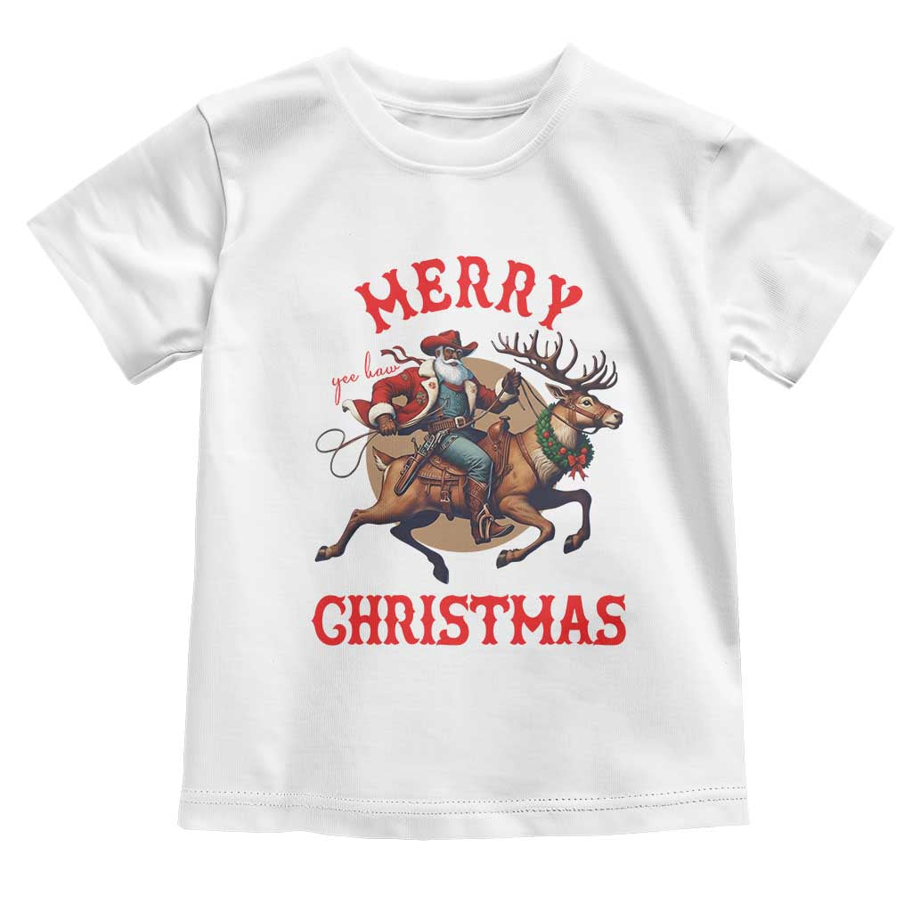 Black Santa Claus Toddler T Shirt African American Cowboy Christmas - Print Your Wear